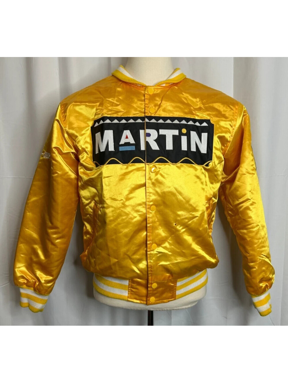 Headgear Classics Men's Size Large Yellow Button Up Martin Varsity Jacket